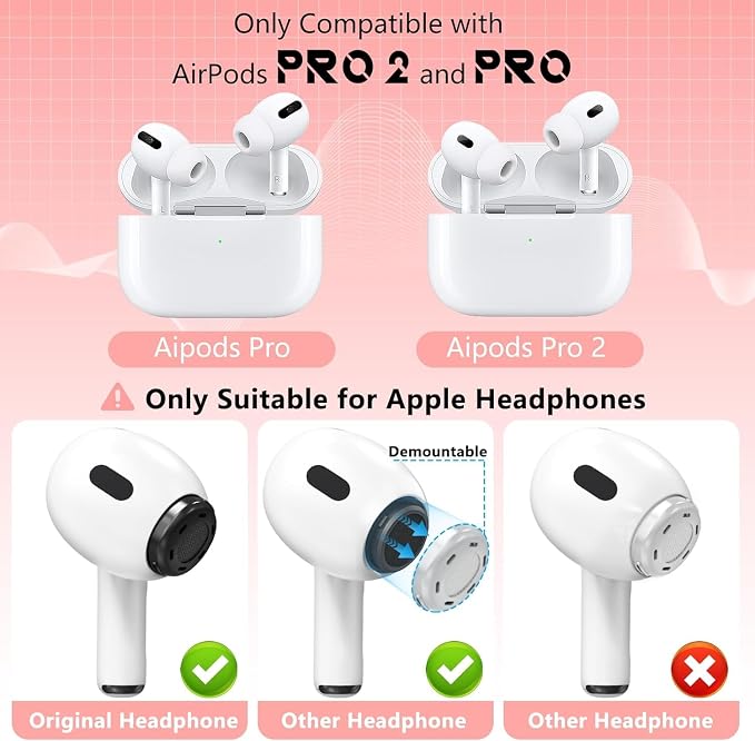 Inesore 4 Pairs Replacement Ear Tips for AirPods Pro 2nd/1st (Black) | with Noise Reduction Hole & Built-in dust Guard Screen,Silicone,with Portable Storage Box & Cleaner Pen,4 Size (XS/S/M/L)