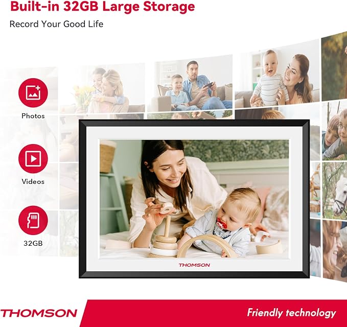THOMSON 10.1 Inch WiFi Digital Picture Frame, 1280x800 HD IPS Touch Screen Digital Photo Frame with 32 GB, Auto-Rotate, Share Photos/Videos Instantly from Anywhere Great Gifts