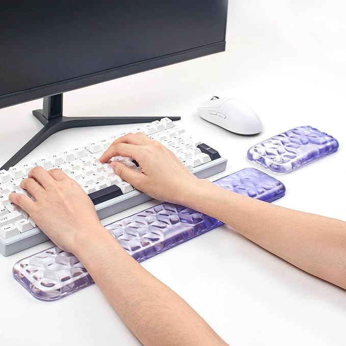Gel Keyboard and Mouse Wrist Rest Set – Water Ripple Wrist Rest for Computer Keyboard 60%/68%/75%, Comfort & Support for Typing and Gaming (Purple Gradient)
