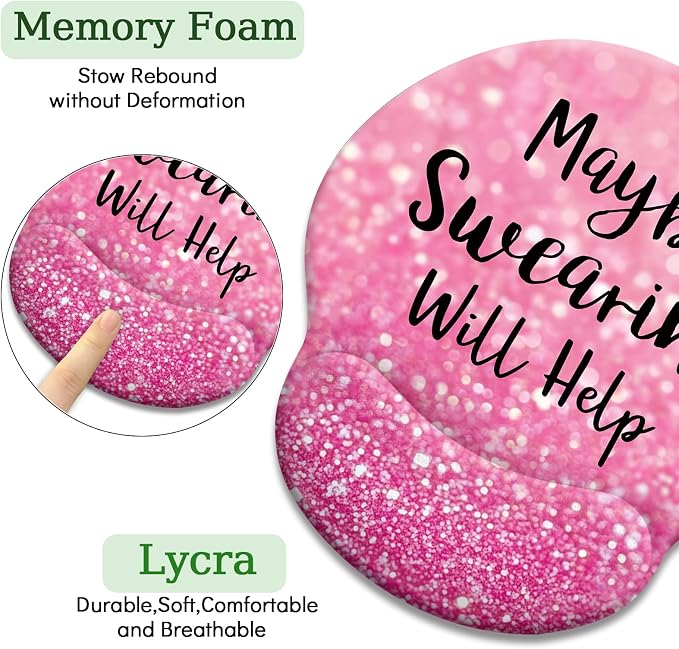 LIMKRIAN Pink Ergonomic Mouse Pad with Wrist Rest, Cute Mousepad for Women | Comfort Gel Wrist Support, Non-Slip PU Base, Smooth Surface, Mouse Pads for Desk Computer Office Supplies Desk Accessories