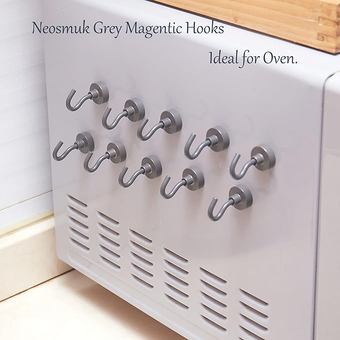 Neosmuk Magnetic Hooks, Heavy Duty 30lb+ Strong Magnet Hook for Cruise Cabins, Cruise Essentials 2026 for Hanging, Metal Wall Refrigerator Hangers (Grey, 15 Pack)