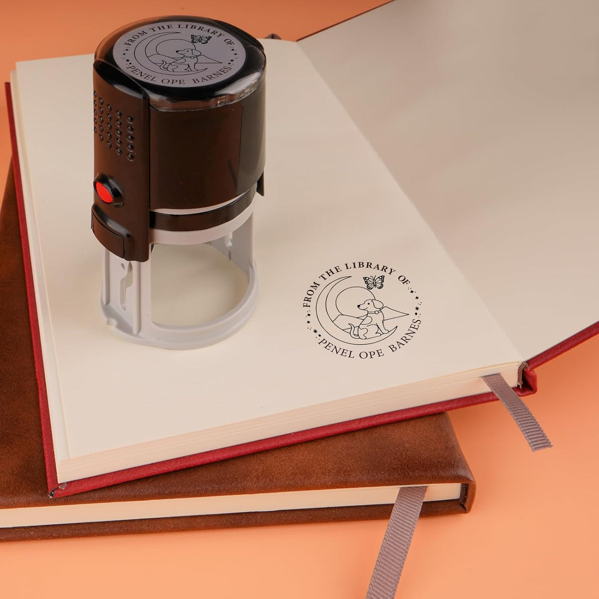 Custom Self Inking Stamp | Book Stamp Personalized Library Gifts for Book Lovers, Readers, Teachers (Dog 02)