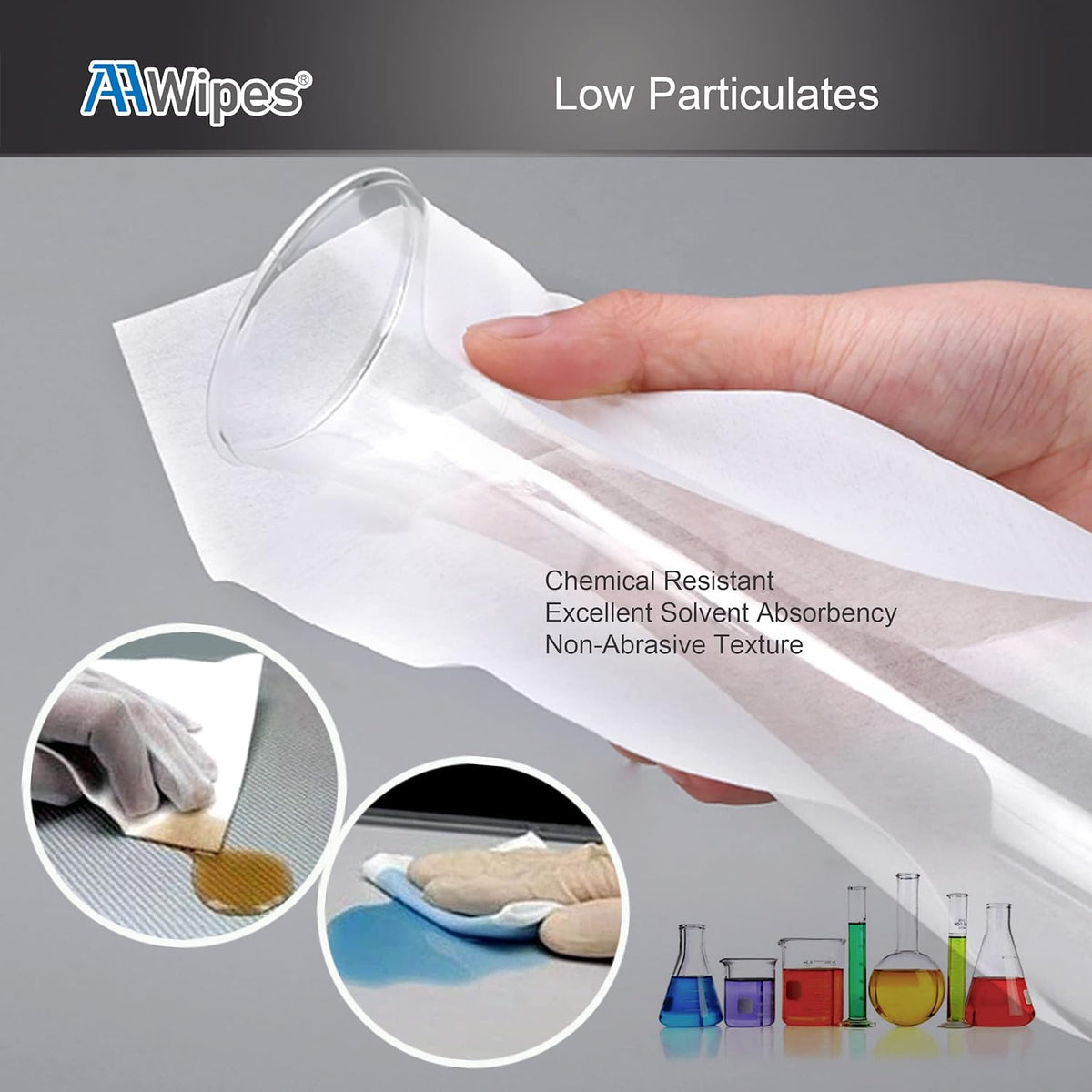AAwipes Cleanroom Cellulose/Polyester Wipes Bulk, (6"x6", 1 Box 9,000 Pcs per 30 Bags, NW06806) Lint Free Nonwoven Polycellulose for Lab, Electronics, Pharmaceutics, Electronics