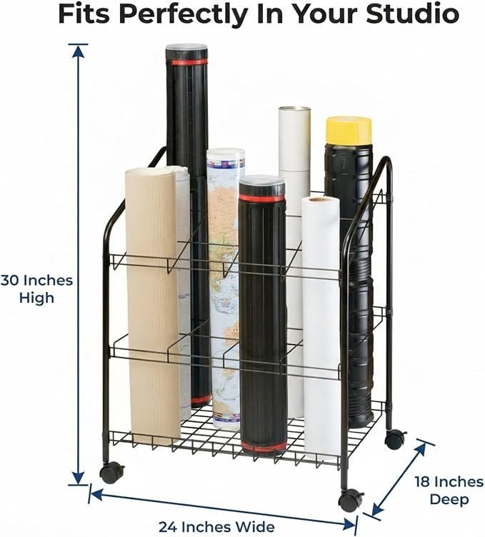 ALVIN WRF55 Wire Bin Roll File, Made for Rolled Maps, Plans, Drawings, and Tubes (5 x 5 Inches - 12 Slots)