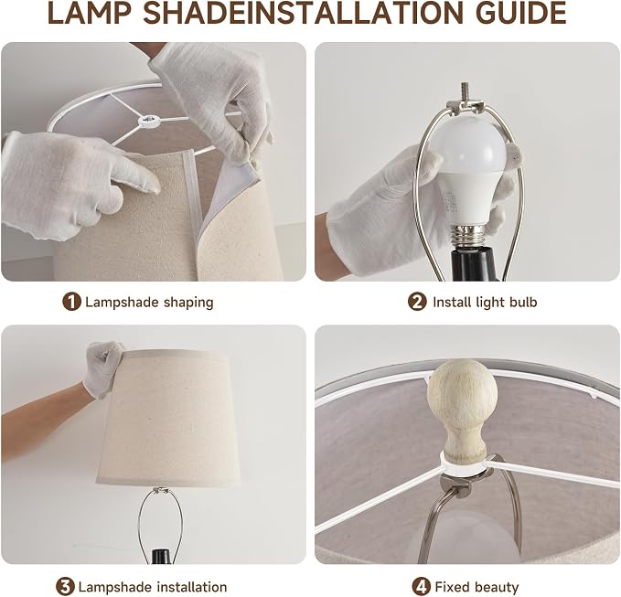 Terpsichore Modern Farmhouse Table Lamp Bedside Reading Lamps Living Room End Tables Set Lamps for Night Stands Bedroom Night Lamp,High 26.26 Inch,Sepia,with Fabric Lamp Shade,Bulb Not Included