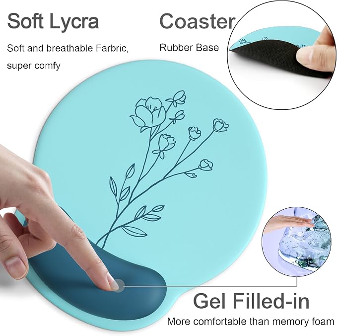 Ergonomic Mouse Pad with Wrist Rest Support,Gel Mouse Pads for Desk | Big Mousepad With Coaster Non-slip & Pain Relief for Computer, Home&Office Desk Decor