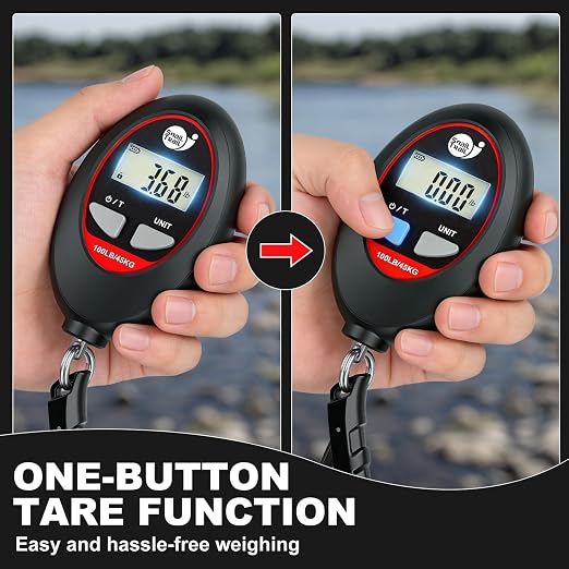 SNAIL TRAIL 100 lbs Digital Fishing Weight Scale & 4.6'' Fish Lip Gripper | LCD Display, Multi-Unit (LB, KG, LB:OZ), Portable Electric Tournament Bass Weigher for Anglers