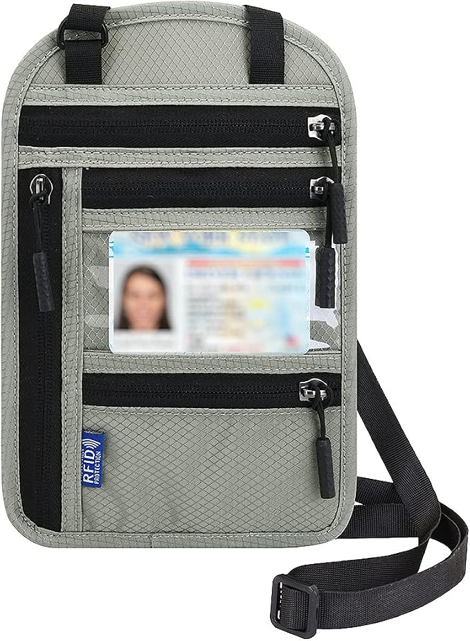 Neck Wallet Lightweight RFID Blocking Waterproof Travel Pouch Passport Wallets for Women Men