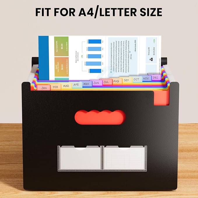 Sooez 24 Pockets Expanding File Folder, Accordion File Organizer, Letter/A4 | Expandable Cover, Desktop Accordion Folders Letter A4 Paper Document Storage Organizer, Purple