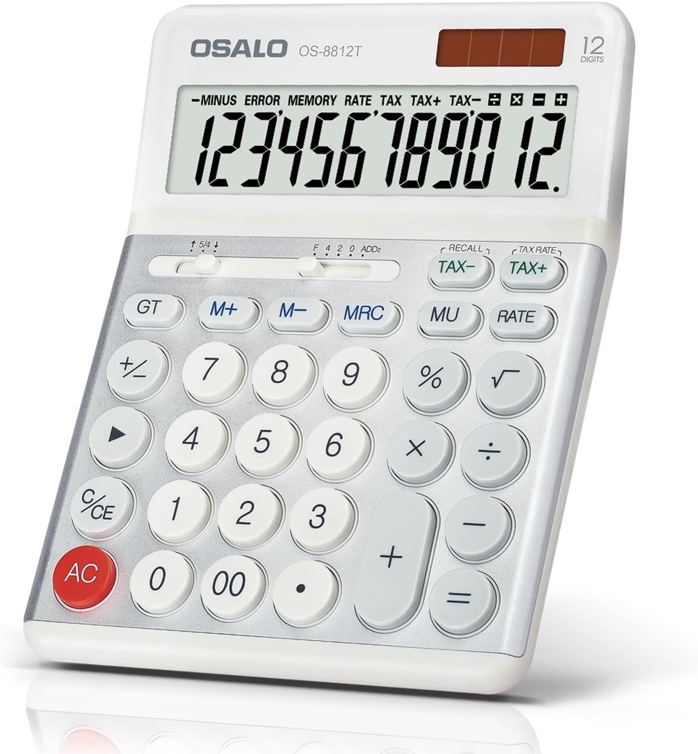 OSALO Desktop Calculators VAT Tax Function Large Display Big Buttons 12 Digit Big Desk Calculator for Home and Office (OS-8812T Large Calculator)