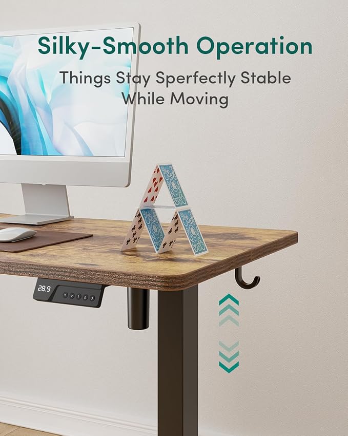 CubiCubi Electric Standing Desk, 48 x 24 Inches Height Adjustable Sit Stand Desk, Ergonomic Home Office Computer Workstation, Rustic Brown