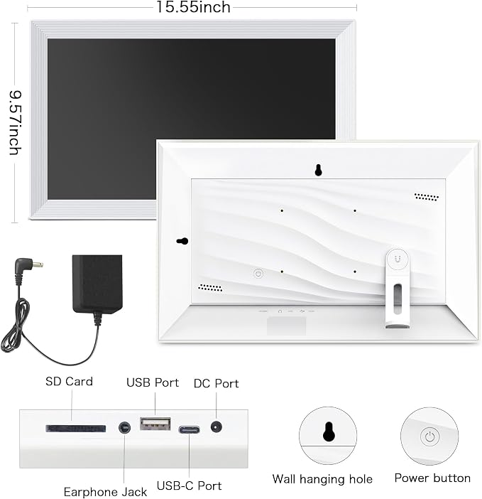 Digital Picture Frame WiFi, 15.6 Inch Frameo Digital Photo Frame, 32GB Memory, 1920*1080 IPS HD Touch Screen, Auto-Rotate, Share Pictures Video Instantly, Gift for Mom, Wedding, Birthday, Anniversary