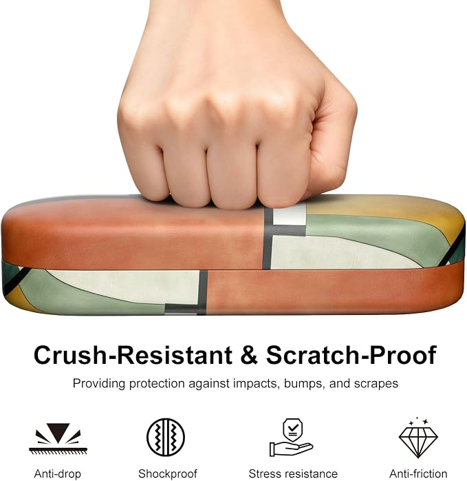 Hard Shell Leather Sunglasses Case,Classic Fashionable Cute Large Glasses Case for Women Men,Sunglass Eyeglasses
