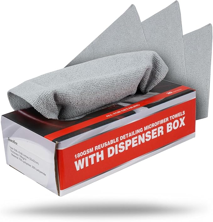 Maxshine Universal Metal Glove Box Holder & Microfiber Detailing Towels Set – Organizes Gloves, Towels, Wipes & Tissues in Garage or Workspace – Premium Auto Detailing Supplies & Accessories