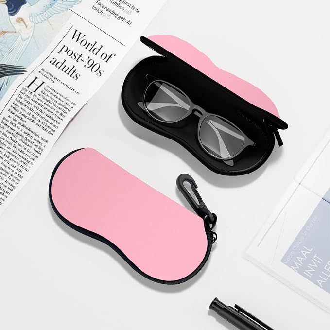 Sunglasses Soft Case, Ultra Light Portable Neoprene Zipper Glasses Case for Men Women