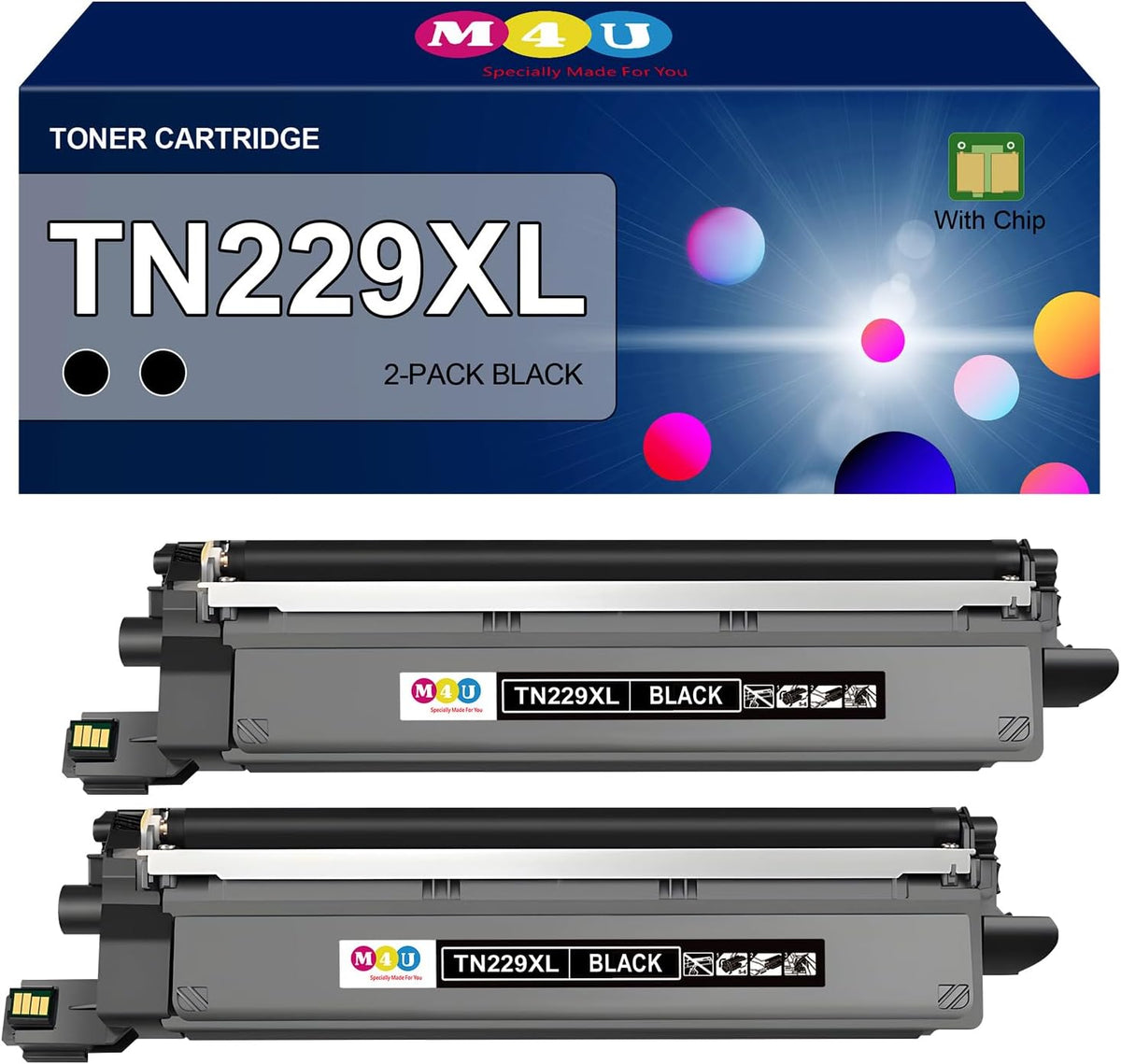 TN229XL Black Toner Cartridge(with Chip) Compatible TN229XL TN229 tn229xlbk tn229bk to Use with MFC-L3780CDW HL-L3280CDW MFC-L3720CDW HL-L3220CDW HL-L3300CDW Printer (2 Pack, Black)
