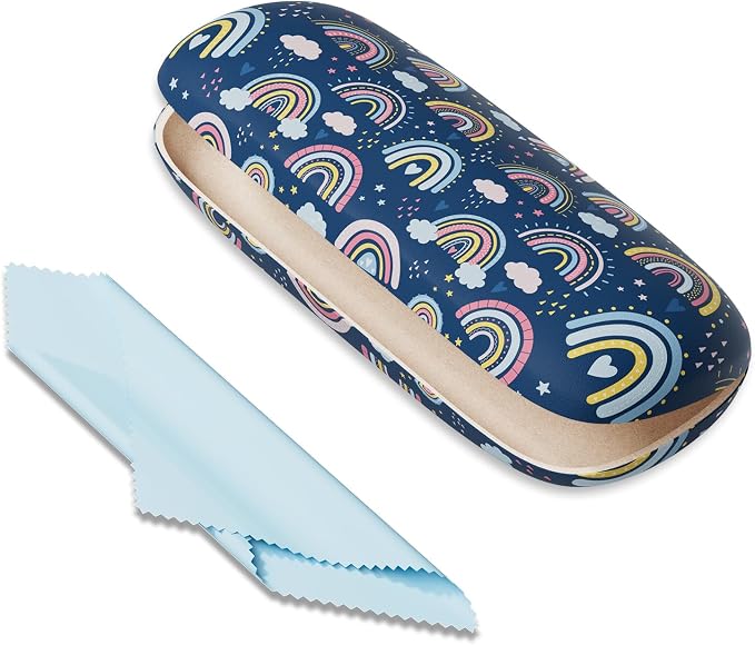 Eyeglasses Case, Portable Hard Shell Protective Case for Glasses, Eyeglass Holder Box for Women with Cleaning Cloth