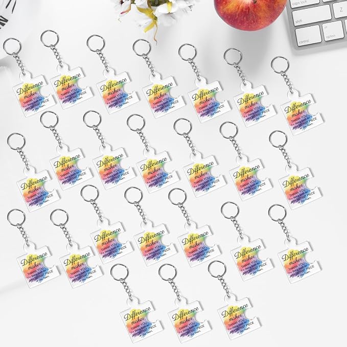 Team Appreciation Gifts Bulk Thank You Keychains for Coworkers | Gift Set for Employee, Staff, Teachers, Teamwork Puzzle Piece Keyring, Acrylic