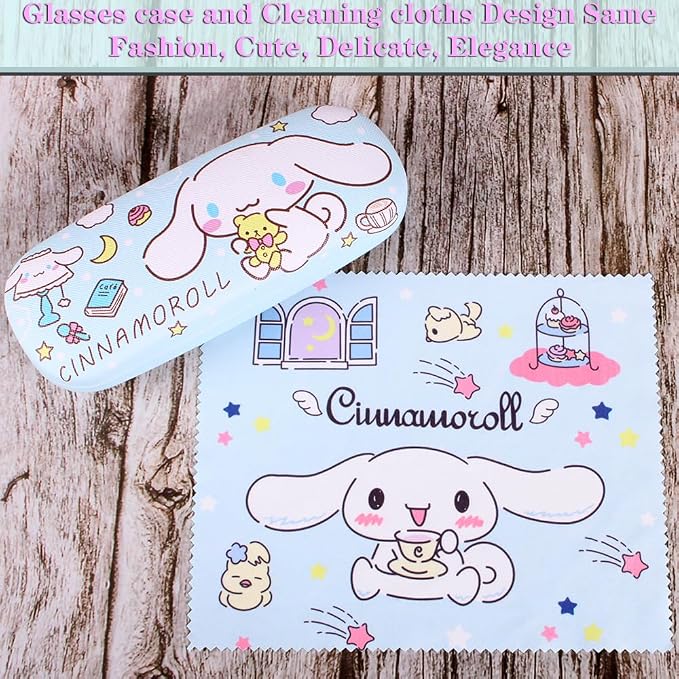 ADBGV Cute Stylish Hard Shell Eyeglasses Cases Protective Case Storage Box With Glasses Cloth Eyeglass Strap for Girl Teen