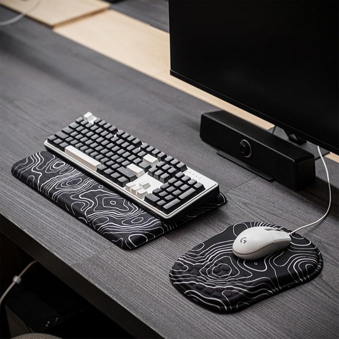 Keyboard Wrist Rest -Ergonomic Keyboard Stand with Wrist Rest- with Carpal Tunnel Pain Relief Massage Bumps and Full Memory Gel Design - Ideal Frequent Computer (Line)