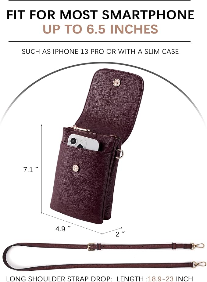BOSTANTEN Small Crossbody Bag for Women Designer Cell Phone Purse | Vegan Leather, Multiple Pockets, Card Slots, Compact Size for Phone, Cards and Keys, Daily Travel Shopping Use