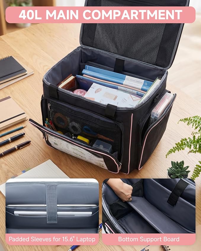 Amythe Teacher Bag with Wheels, 15.6" Rolling Briefcase for Women for Work | Water-Resistant • Detachable Trolley & 5 Wheels • Charger & bottle storage