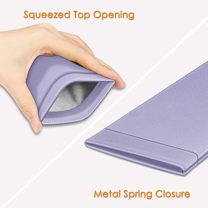 FINTIE Soft Eyeglasses Case with Cleaning Cloth, Portable Squeeze Top Vegan Leather Glasses Pouch, Sunglasses Eyewear Bag
