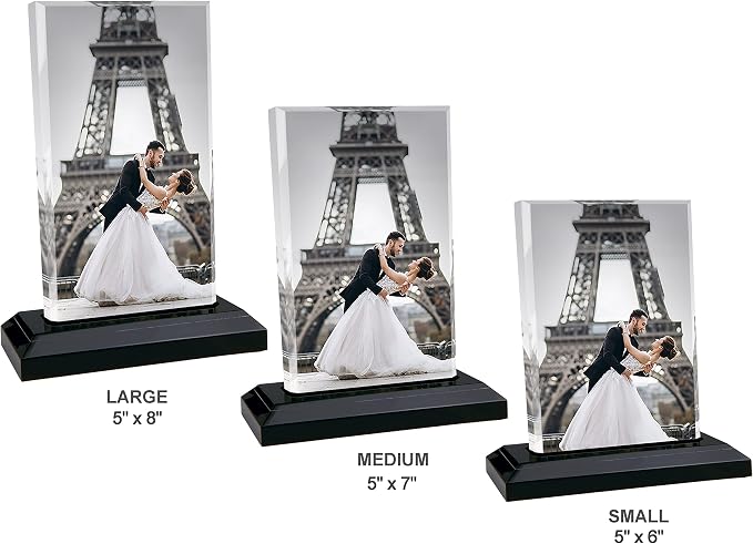 HB Art Design Personalized CRYSTAL Glass Print with Wood Stand Upload your Photo Custom Acrylic Rectangle Shape Custom Photo Print Personalized Birthday Gift MEDIUM- 5 x 7