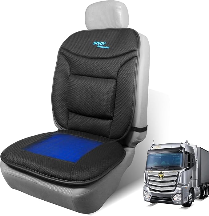 Sojoy Truck Seat Cushion – Gel Memory Foam Seat Pad with Lumbar & Back Support, for Office Chair, Car & Semi-Truck, Pain Relief & All-Day Comfort