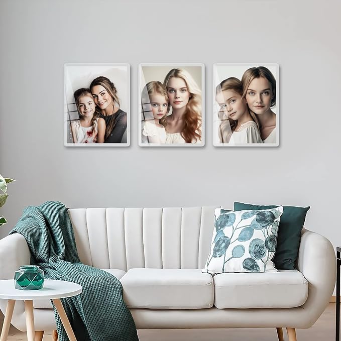 Bluesun 8x10 Picture Frame White Standing can be Vertical and Horizontal - Real Glass Frames, Cool 8×10 Photo Frame, Wall Frames Gifts for Women Girlfriend Mom Sisters and Loved Ones(8x10, white) | 8×10 White Photo Frame with Tempered Glass & Rounded C...