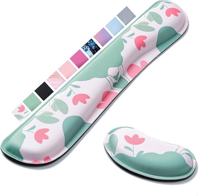 Keyboard Wrist Rest,Ergonomic Wrist Support for Keyboard,Flowers Style | Computer Wrist Rest,Superfine Fabric and Gel Memory Foam Wrist Pad,Easy Typing&Pain Relief,Suitable for Office,Family