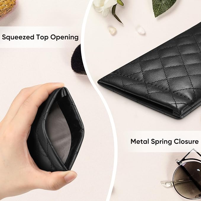 FINTIE Soft Eyeglasses Case with Cleaning Cloth, Portable Squeeze Top Vegan Leather Glasses Pouch, Sunglasses Eyewear Bag