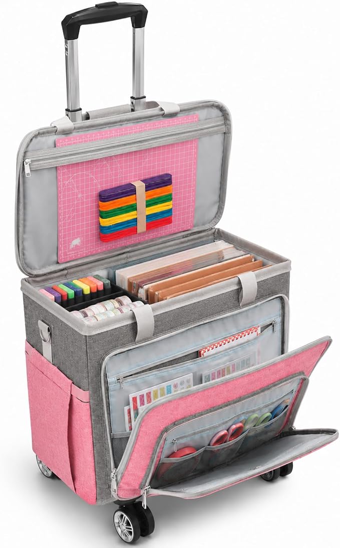 Rolling Teacher Bag With Wheels, Tote Organizer With Detachable Trolley