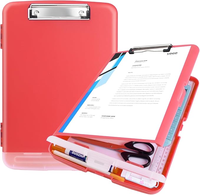 Red Plastic Clipboard with Storage,TFDLCG zm High Capacity Clip Boards 8.5x11,A4 Binder Nursing Clipboard Folder Heavy Duty for Women Teachers Work,School Office