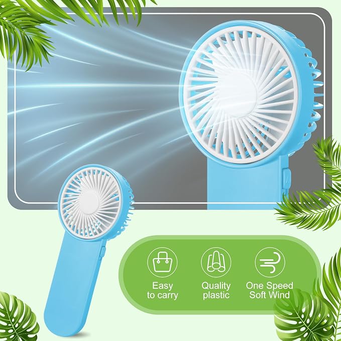 Sumind 6 Pcs Small Personal Portable Fan Mini Handheld Bulk 1 Speed Electric Cute Battery Powered for Neck Lash Makeup Women Men Travel Camping Indoor Outdoor Summer (Light Blue)