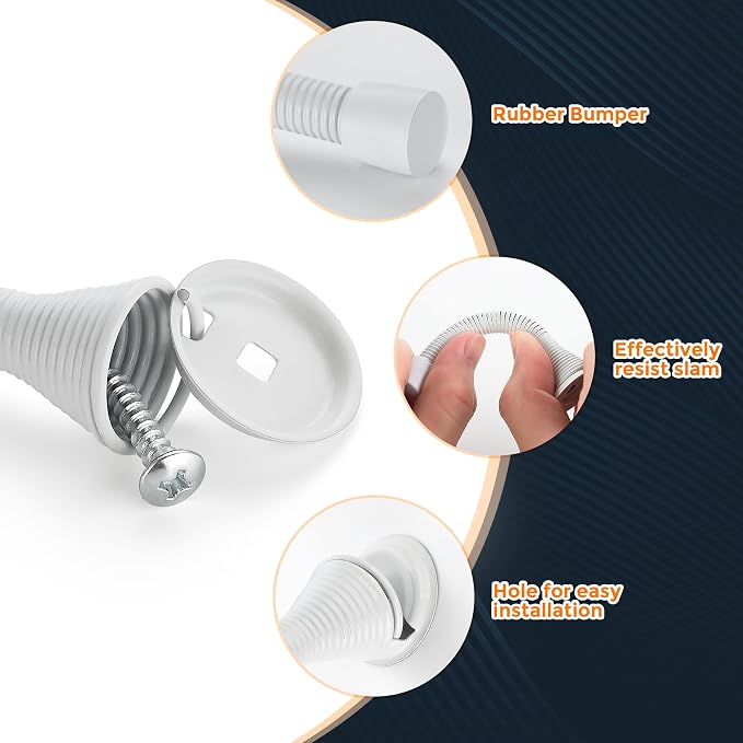 Ravinte Door Stoppers, 36 Pack White Spring Door Stops with Rubber Bumper, Door Stoppers for Bottom of Door
