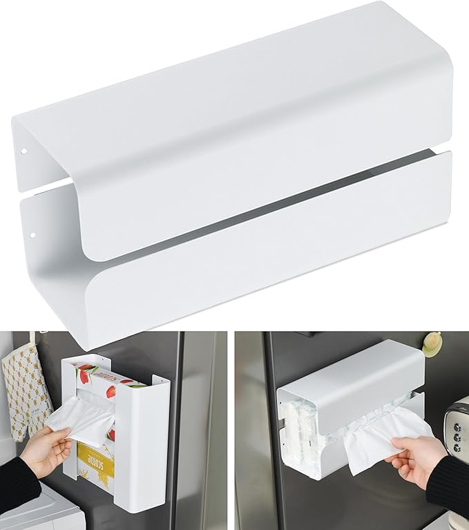 Magnetic Glove Box Holder Glove Dispenser Tissue Box Organizer Wall Mount | Adjustable Magnet Box, Versatile Use for Fridge, Toolbox, Metal Door, Garage Wall, Hold Gloves, Towels, Wipes, Tissues