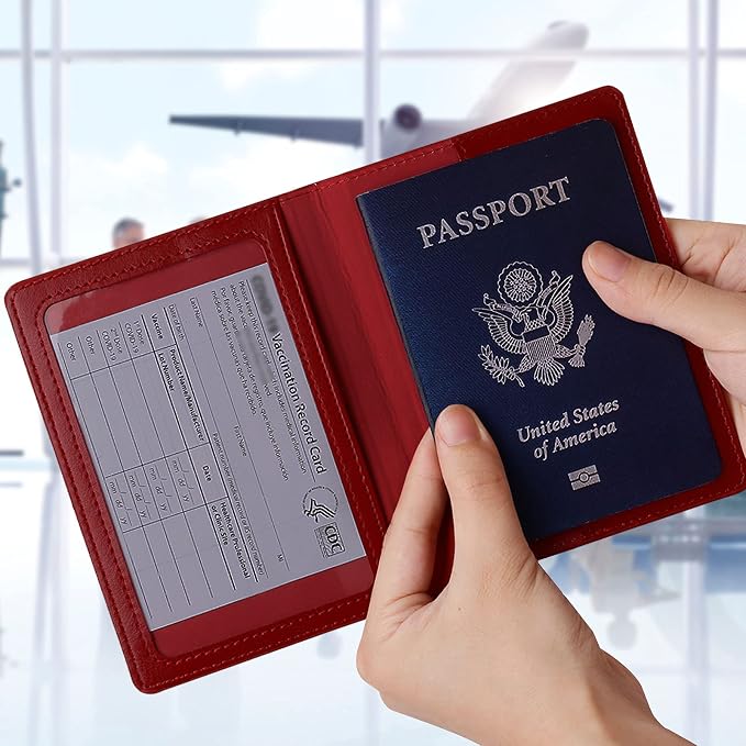 TIGARI Passport Holder for Travel Women Men, Valentines Day Gifts PU Leather Wallet Cover Case Sleeve, Waterproof Protected Document Organizer, Vacation Plane Cruise Travel Essentials