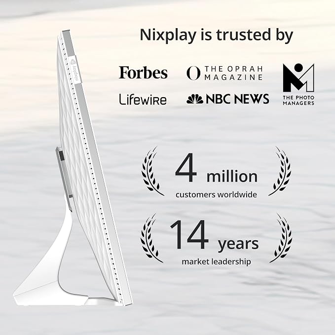 Nixplay Digital Touch Screen Picture Frame - 10.1” Photo Frame, Connecting Families & Friends (White)