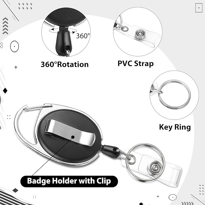 2 Pack Badge Holder Retractable Clip Heavy Duty Reels with Silicone ID Badge Holder for Women Nurse Teacher Student