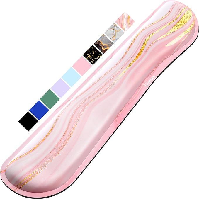 Gimars 63D High-Density Thicken Memory Foam Keyboard Wrist Rest, 17.3'' Extended Ergonomic Wrist Rest with Anti-Slip Rubber Base for Typing Pain Relief, Office, Gaming, Computer, Laptop, Pink Golden