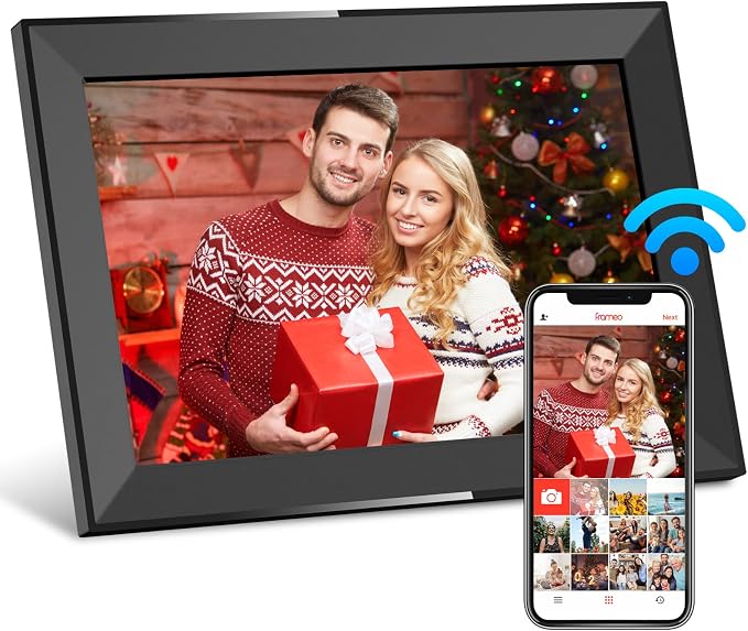 Skyrhyme 10.1 Inch Digital Picture Frame with 32GB Storage, Frameo WiFi Digital Photo Frame, 1280 * 800 IPS Touch Screen, Auto-Rotate Slideshow, Easy to Share Photo/Video via Free App