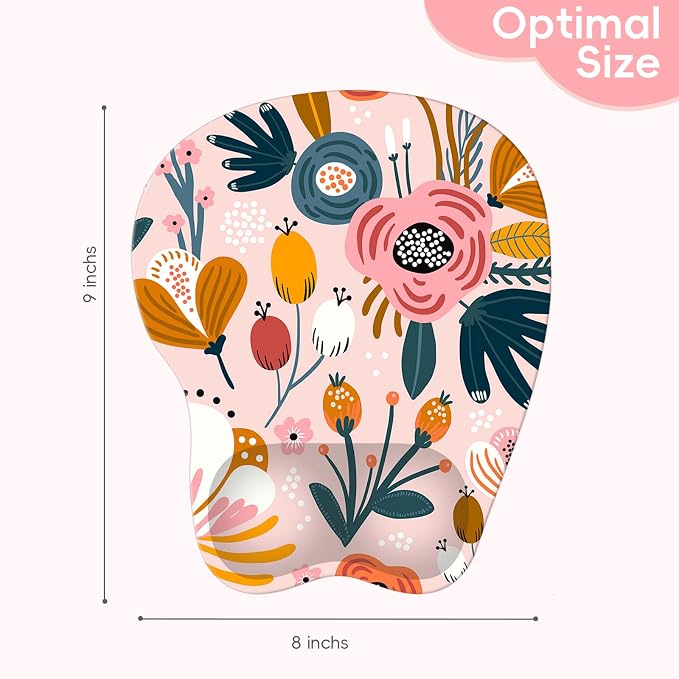 Upgrade Ergonomic Mouse Pad,Non Slip Mousepad Wrist Rest Support for Office, Computer, Laptop & Mac(B-Pink Floral)