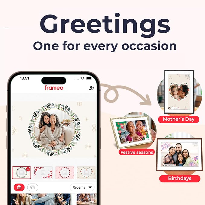 Digital Picture Frame, 10.1'' Frameo Digital Frame Wifi, 32GB Memory, 1280*800 HD Touch Screen Digital Photo Frame, Wall Mountable, Share Instantly, Birthday Gifts for Women, Mom Gift, Chocolate Brown
