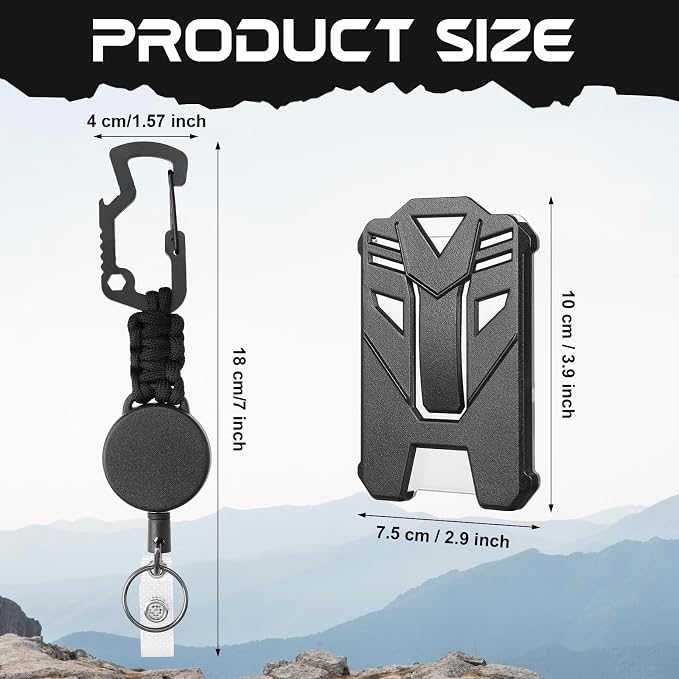 2 Set Retractable Badge Holders Heavy Duty Badge Reel Retractable Keychain with Tactical ID Card Holders