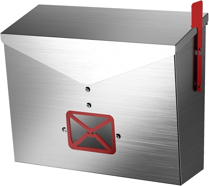 Stainless Steel Wall-Mount Mailbox for House,Rust-Proof Metal Mail Boxex, Large Capacity Post Box,Mailboxes for Outside(Triangle No Lock)