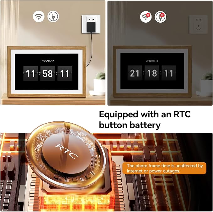 15.6 Inch Smart Digital Picture Frame with Wi-Fi 6, 64GB Storage, IPS Touch Screen, Auto-Rotation, Music Sync, Weather & Clock - Ideal Gift for Families