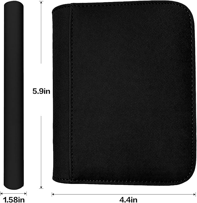 Ringless Card Binder for Trading Cards - 40 Pocket Side-Loading Card Album with 20 Sleeves, Lightweight Zipper Storage Folders for TCG, MTG, Sports Cards (Baseball, Football) (Black)