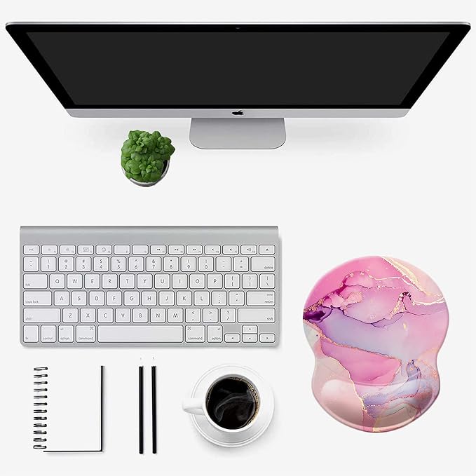 Mouse Pad with Wrist Support, Non Slip Mousepad Wrist Rest for Office, Computer, Laptop & Mac-Comfortable & Lightweight Ergonomic Support Mouse Mat(Pretty Marble-B)