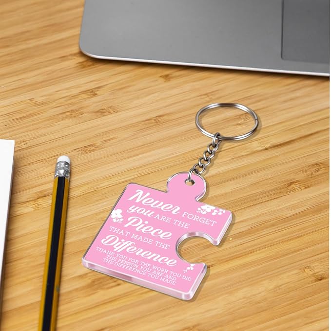 Team Appreciation Gifts Bulk Thank You Keychains for Coworkers | Gift Set for Employee, Staff, Teachers, Teamwork Puzzle Piece Keyring, Acrylic